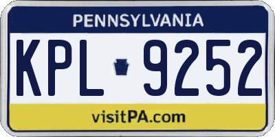 PA license plate KPL9252