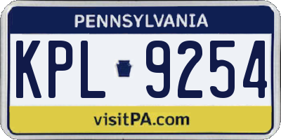PA license plate KPL9254