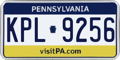 PA license plate KPL9256
