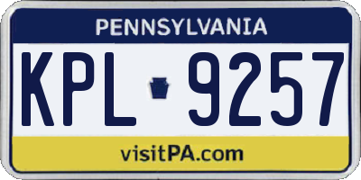 PA license plate KPL9257