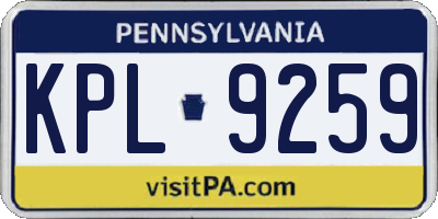 PA license plate KPL9259