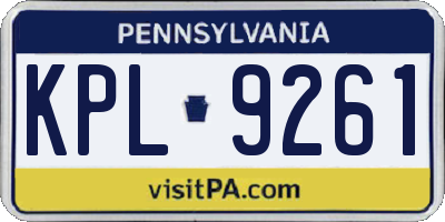 PA license plate KPL9261