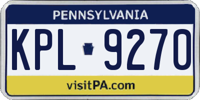 PA license plate KPL9270
