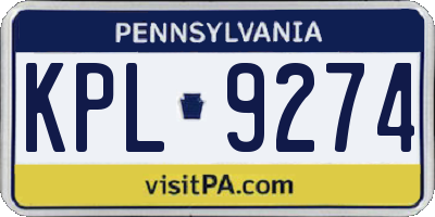 PA license plate KPL9274