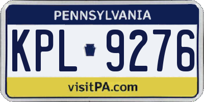 PA license plate KPL9276
