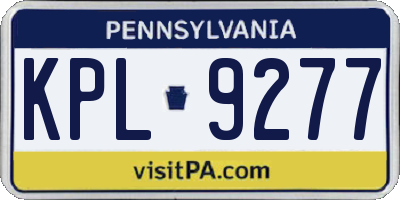 PA license plate KPL9277