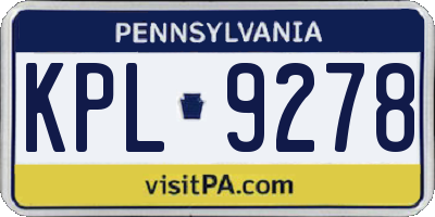 PA license plate KPL9278