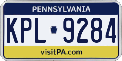 PA license plate KPL9284