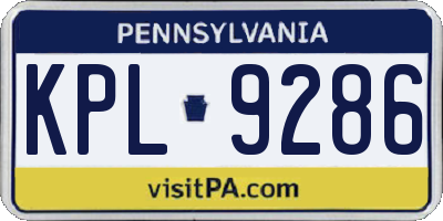 PA license plate KPL9286