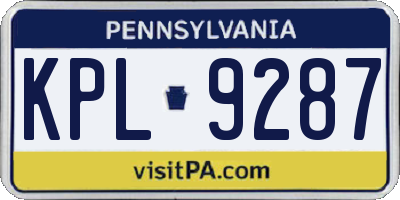 PA license plate KPL9287