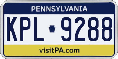 PA license plate KPL9288