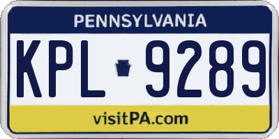 PA license plate KPL9289
