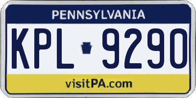 PA license plate KPL9290