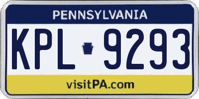 PA license plate KPL9293