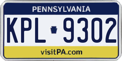 PA license plate KPL9302