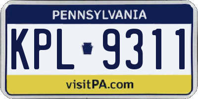 PA license plate KPL9311