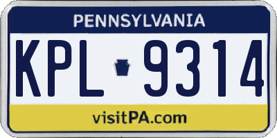 PA license plate KPL9314