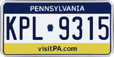 PA license plate KPL9315