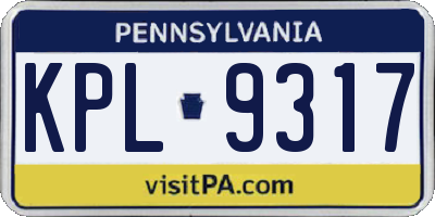 PA license plate KPL9317