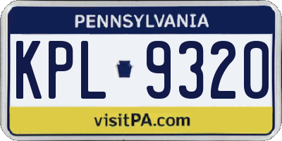 PA license plate KPL9320