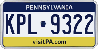 PA license plate KPL9322