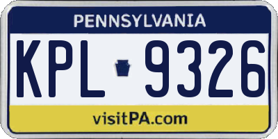 PA license plate KPL9326