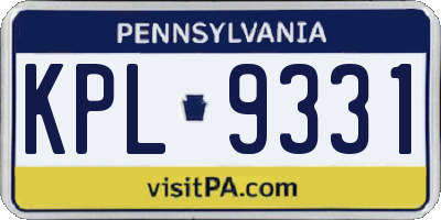 PA license plate KPL9331