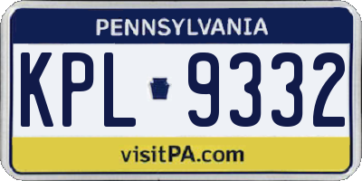 PA license plate KPL9332