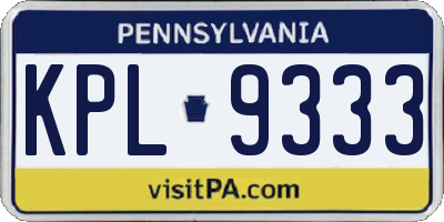 PA license plate KPL9333