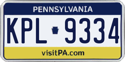 PA license plate KPL9334