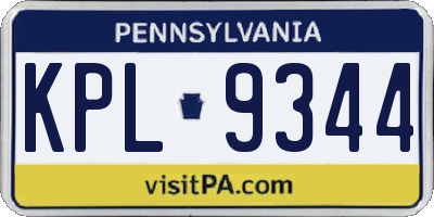 PA license plate KPL9344