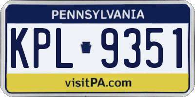 PA license plate KPL9351