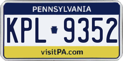 PA license plate KPL9352