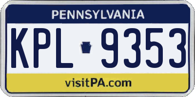 PA license plate KPL9353