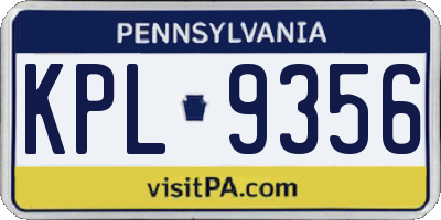 PA license plate KPL9356