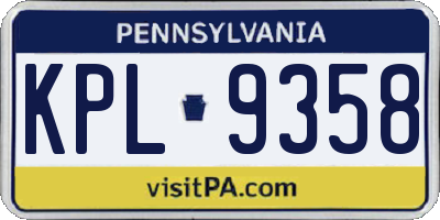 PA license plate KPL9358