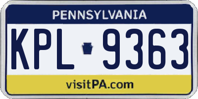 PA license plate KPL9363