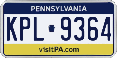 PA license plate KPL9364
