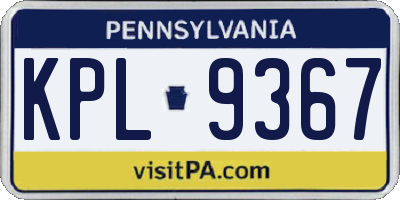 PA license plate KPL9367