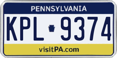 PA license plate KPL9374