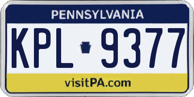 PA license plate KPL9377