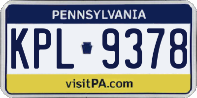 PA license plate KPL9378