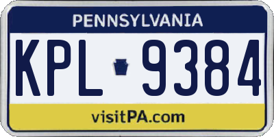 PA license plate KPL9384