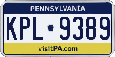 PA license plate KPL9389