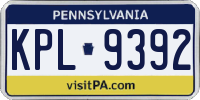 PA license plate KPL9392