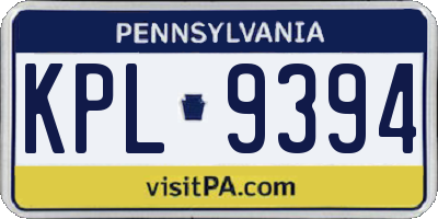 PA license plate KPL9394