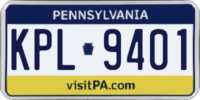 PA license plate KPL9401