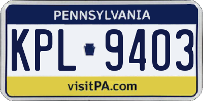 PA license plate KPL9403