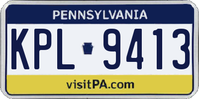 PA license plate KPL9413