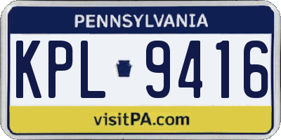 PA license plate KPL9416